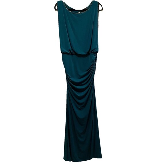 LAUNDRY BY SHELLI SEGAL Green Blouson Beaded Formal Evening Dress Sz 10 - Picture 1 of 10